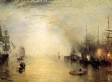 Joseph Mallord William Turner Canvas Paintings - Keelmen heaving in coals by night